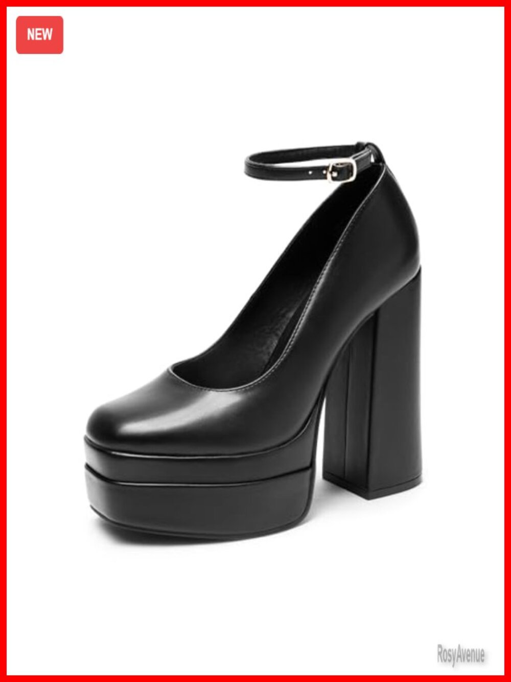Mary Jane Platform Heel Pumps Chunky Square Toe Women's Dress Shoes